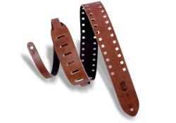 Levy's M12SPOV-BRN Gitárpánt, lyukasztott szegélyű (négyzet), polírozott bõr, 5cm széles, 144cm hosszú, barna (M12SPOV-BRN)