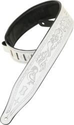 Levy's M17T03-WHT Gitárpánt, "Kokopelli" minta, párnázott, bõr, 6cm széles, 140cm hosszú, fehér (M17T03-WHT)