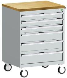 bott Cubio mobil fiókos szekrény, 109 x 80 x 65 cm, 6 fiókos, multiplex, szürke-szürke