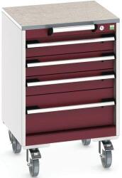 bott Cubio mobil komód, 79 x 52, 5 x 52, 5 cm, 4 fiókos, linóleum, szürke-piros