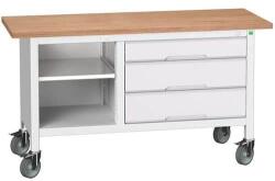 bott Mobil műhelyasztal Bott Verso Storage, 150 x 60 x 83 cm, multiplex, 3 fiók, 1 polc, szürke-szürke - manutan - 698 843 Ft