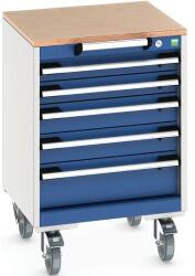 bott Cubio mobil fiókos szekrény, 79 x 52, 5 x 52, 5 cm, 5 fiókos, multiplex, szürke-kék