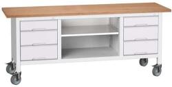 bott Mobil műhelyasztal Bott Verso Storage, 200 x 60 x 83 cm, multiplex, 6 fiók, 1 polc, szürke-szürke