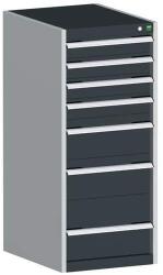 bott Műhely fiókos szekrény Bott Cubio, 120 x 52, 5 x 52, 5 cm, 7 fiókos, szürke-antracit