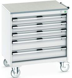 bott Cubio mobil komód, 89 x 80 x 65 cm, 5 fiókos, linóleum, szürke-szürke