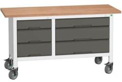 bott Mobil műhelyasztal Bott Verso Storage, 150 x 60 x 83 cm, multiplex, 3 fiókos, szürke-antracit