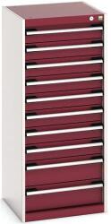 bott Műhely fiókos szekrény Bott Cubio, 120 x 52, 5 x 52, 5 cm, 10 fiókos, szürke-piros