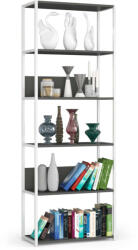 AKORD Loft Fém Polcrendszer - 6 Polc - 70x192x32 cm - Fehér/Szürke (REGMETBIASZACL700)