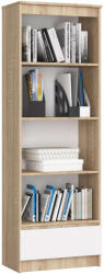 AKORD Polcrendszer - 4 Polc + 1 Fiók - 60x35x180 cm - Sonoma Tölgy/Fehér (RP0PREGDABBIA002)