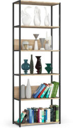 AKORD Loft Fém Polcrendszer fekete-szonomatölgy, 6 polccal, 70 cm (REGMETCZARSONCL700)