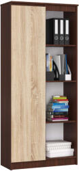 AKORD Regał 80 cm Polc Rendszer 1 Ajtós 8 Polcos CLP Venge / Sonoma Fa Karcálló Anyagból, Modern Minimalista Design, Összeszerelhető Szekrény, Bútorlapból Készült, Matt Felületkezelé (RP0PREGVENSON004)