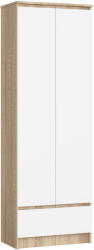 AKORD - Zárt CLP Rendszerű Álló Szekrény R60 2D 1F, Diófa Sonoma / Fehér, Laminált Lemezből, 180x60x35 cm, 2 Ajtó, 1 Fiók, ABS Szegély, Mat Kivitelezés (RP0PREGDABBIA003)