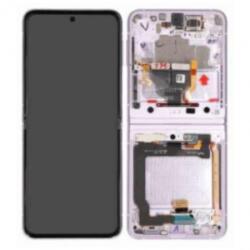 Samsung F711 Galaxy Z Flip 3 5G előlap keret, lcd kijelző és érintőpanel, fehér (Gyári, Grade A)