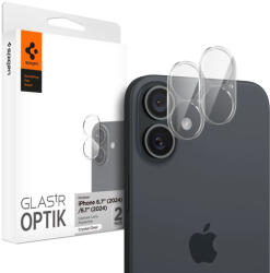 Spigen iPhone 16 / 16 Plus Kameravédő Üvegfólia - Spigen Glas. tR Optik x 2 db - Átlátszó (AGL07923)