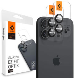 Spigen iPhone 16 / 16 Plus Kameravédő Üvegfólia - Spigen Glas. tR EZ Fit Optik Pro x 2 db - Fekete (AGL07921)