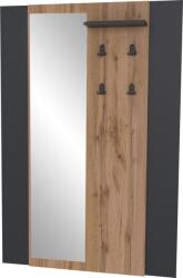 TEMPO KONDELA Panou suspendat cu oglindă, stejar wotan/negru, AMONI