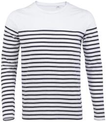 SOL'S Hosszú ujjú csíkos férfi póló Matelot - Fehér / sötétkék | M (SOLS-03099-1000302352)