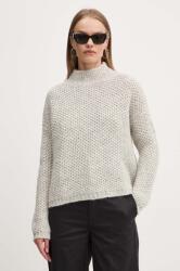 HUGO BOSS gyapjúkeverék pulóver meleg, női, szürke, félgarbó nyakú, 50522552 - szürke XS