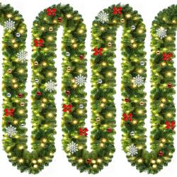 Casaria Ghirlandă de Crăciun ANDREA cu iluminare, decorată, 10m, verde