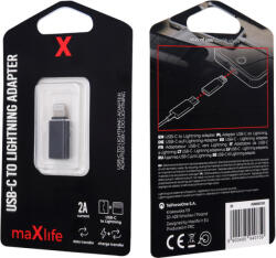 Maxlife USB-C - Lightning átalakító adapter, fekete
