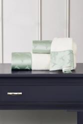Tivolyo Home COLIBRI törölközőkből és fürdőlepedőkből álló ajándékcsomag, 3 db Fehér - menta színű hímzés / White - mint embroidery Szett (kis, 30 x 50 cm-es törölköző, klasszikus 50 x 100 cm-es törölköző, 75 x 15