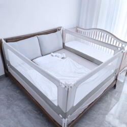 Empria PACHET: 3 Bariere protectie pat copii, cu siguranta dubla, pat de 150x200 cm (PBariera23WhiteGR2x198+148)