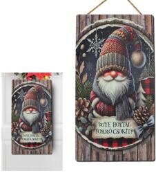  Nyomtatott fa tábla - Hoztál forrócsokit? manó 13x24, 3cm - kosarbolt