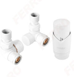 FERRO Polonia Set robineti radiator axiali 1/2" tur termostatic+retur+cap termostat GT30 (ZTO30WH)