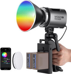Neewer Proiector profesional LED, RGB Neewer MS60C, putere 65W, temperatura culoare 2700-6500K, baterii si incarcator incluse