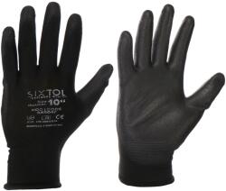 SIXTOL Glove poliészter, félig poliuretán kesztyű PE-PU 10, fekete, méret: 10 (SX5047)