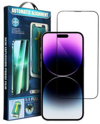 Apple 16 Plus 5D Full Glue tempered glass kijelzővédő üvegfólia felhelyező kerettel, fekete - speedshop