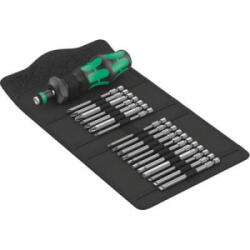 Wera Kompakt Turbo 1 (05057482001) Bit készlet 18 részes 1/4 (6.3 mm) Bit tartó csavarhúzóval, Nyomaték adapterrel, Gyorscsere tokmány,