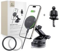 Tech-Protect MM15W-V6 Qi2 Mágneses Magsafe Műszerfal & Szellőző Autós Telefontartó Vezeték Nélküli Töltő 15w Fekete