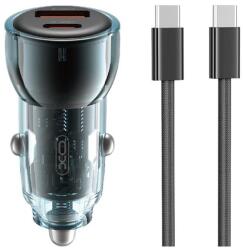 XO CC60 autós gyorstöltő, PD & QC csatlakozó + type-c kábel 60W (Fekete)