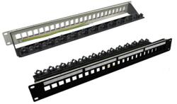 Roline Patch panel STP 19", 24 port, üres, kapcsos rögzítési lehtőséggel, fekete 26.11. 0390-5 (26.11.0390-5)