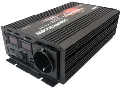 Houli Power Inverter invertor de tensiune de la 12V la 230V, 1500W/3000W, undă sinusoidală pură, 1 priză (HPZD0015U 12V/50Hz/230V/EU)