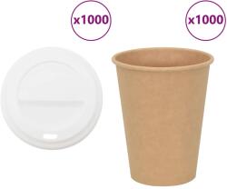 vidaXL 1000 db papír kávéscsészék fedővel 12oz 300ml (3325221)