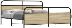 vidaXL sonoma tölgy színű fém ágykeret matrac nélkül 193 x 203 cm (3318654)