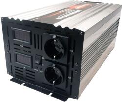 Houli Power Inverter 12V-ról 230V-ra, 3000W/6000W, tiszta szinusz hullám, 2 csatlakozóaljzat (HPZD0030U 12V/50Hz/230V/EU)