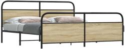 vidaXL sonoma tölgy színű fém ágykeret matrac nélkül 183 x 213 cm (3318653)