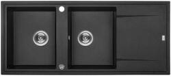 Kuchinox Chiuveta granit Kuchinox Megalo SBE 721T, 2 cuve, 116x50x18.5 cm, negru Chiuveta