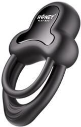 HoneyPlayBox - Anello-App-Controlled Vibrating Double Cock Ring with Clitoral Stimulator Black
