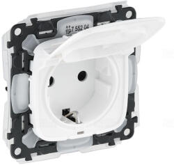 Legrand Valena Allure fehér 2P+F csatlakozóaljzat biztonsági zsaluval, csapófedéllel, IP44 fehér 755204 Legrand (755204)