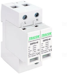 Tracon Túlfeszültség levezető cserélhető betéttel, T2 AC típusú 2P, ESPD2-40-2P (D2-40-2P)