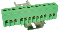 Tracon Szigetelt földelősín (N/PE), zárt, zöld 230/400V, 63A, 6×9mm, 12P, IP20 NPE-ZG Tracon (-ZG)
