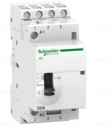 Schneider Electric ACTI9 iCT25A kézi vezérlésű kontaktor, 50Hz, 4NO, 24VAC A9C21134 Schneider (A9C21134)