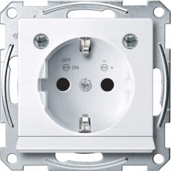 Schneider Electric MERTEN 2P+F csatlakozóaljzat (GYV) biztonsági zsalus, LED világítással, rugós, 16A, System-M, aktív fehér, antibakteriális MTN2304-0325 Schneider - Készlet erejéig! ! ! (2304-0325)