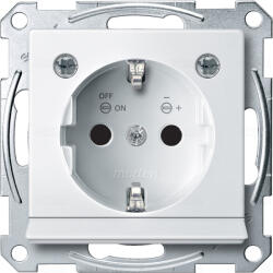 Schneider Electric MERTEN 2P+F csatlakozóaljzat (GYV) biztonsági zsalus, LED világítással, rugós bekötés, 16A, System-M, polárfehér MTN2304-0319 Schneider - Készlet erejéig! ! ! (2304-0319)