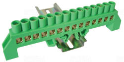 Tracon Szigetelt földelősín (N/PE), zöld 230/400V, 100A, 8×12mm, 14P, IP20 NPE-G8-14 (-G8-14)