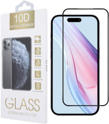 Apple 15 / 16 üvegfólia, tempered glass, előlapi, 10D, edzett, hajlított, fekete kerettel